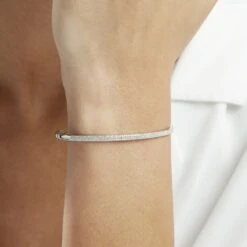 Bracelet Jonc Posie Or Blanc Diamant -Histoire d'Or B3BFBDW301 model1