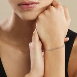 Bracelet Cameo Maille Alternee 1/3 Or Blanc 7 Bracelet Cameo Maille Alternee 1/3 Or Blanc -Histoire d'Or B3BFBW0280 model0