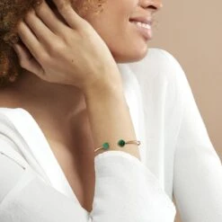 Bracelet Jonc Heida Or Jaune Malachite -Histoire d'Or B3BFJAV025 model0