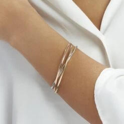 Bracelet Jonc Catalin 3 Fils Entrelaces Or Tricolore -Histoire d'Or B3BFJW008M model1