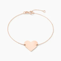 Bracelet Coeur Gravable Or Rose