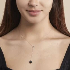 Collier Perrine Or Blanc Perle De Culture De Tahiti Et Diamant -Histoire d'Or B3CFBHG001 model0