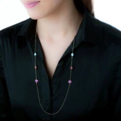 Collier Sautoir Or Jaune Rhodolite Et Amethyste Et Topaze -Histoire d'Or B3CFJXS165 model0