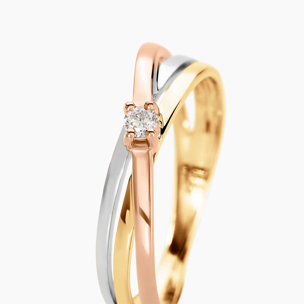 Bague Solitaire Gisla Or Tricolore Diamant 2 Bague Solitaire Gisla Or Tricolore Diamant – Image 2