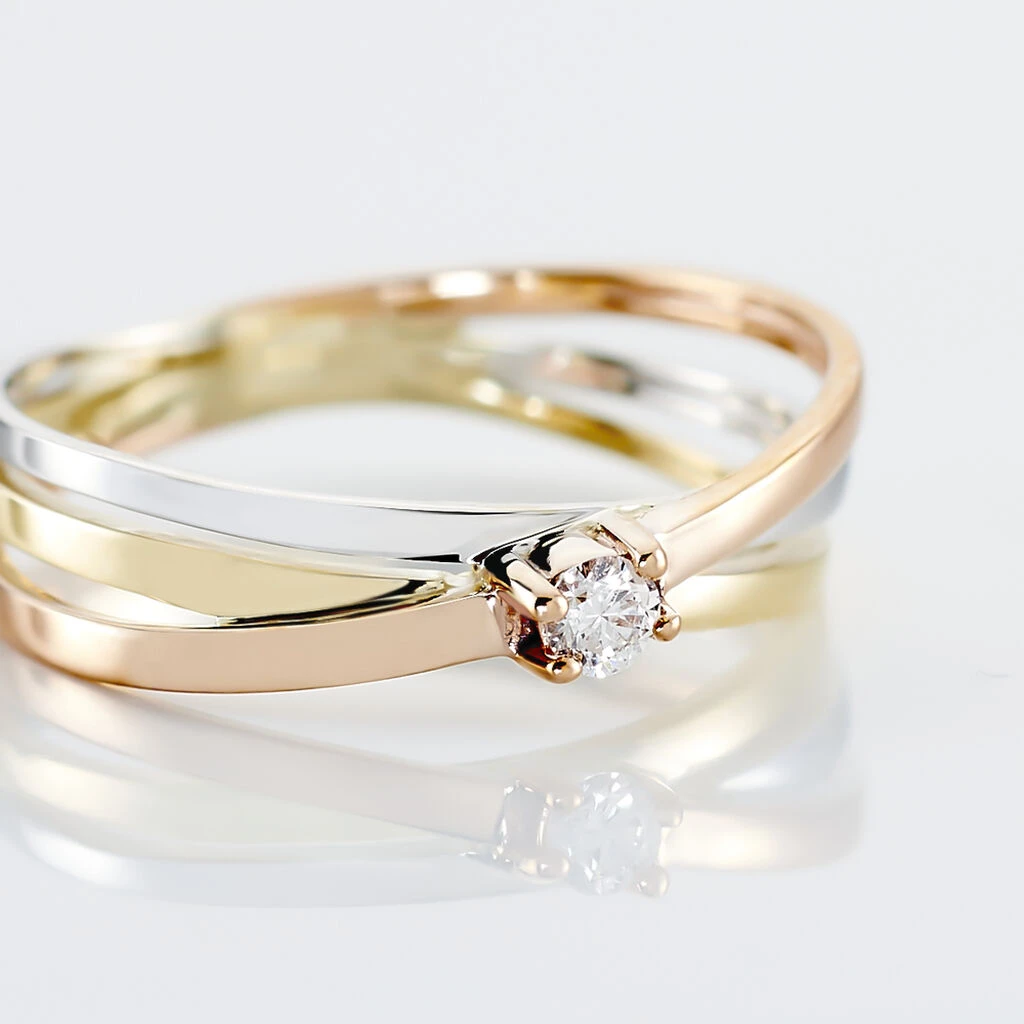 Bague Solitaire Gisla Or Tricolore Diamant 4 Bague Solitaire Gisla Or Tricolore Diamant – Image 4