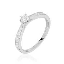 Bague Solitaire Symphonie Or Blanc Diamant