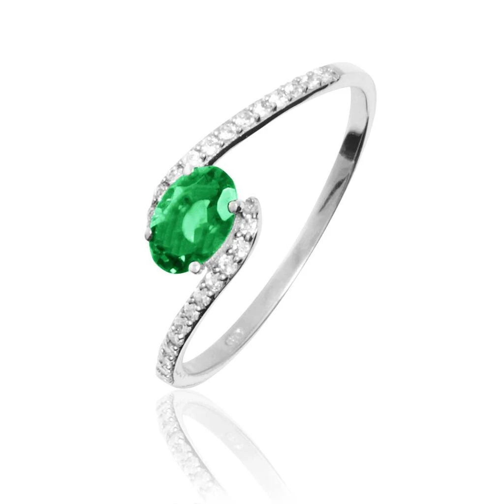 Bague Loriane Or Blanc Emeraude Et Diamant 1 Bague Loriane Or Blanc Emeraude Et Diamant