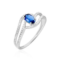 Bague Lyna Or Blanc Saphir Et Diamant