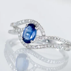 Bague Lyna Or Blanc Saphir Et Diamant -Histoire d'Or B3DFBSB714 view3