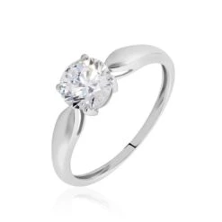Bague Solitaire Or Blanc Caharus Oxyde De Zirconium