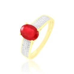Bague Crista Or Jaune Rubis Et Diamant