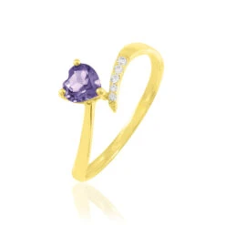 Bague Eva Or Jaune Amethyste Et Diamant