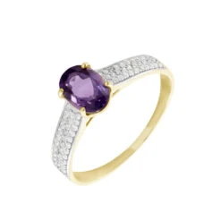 Bague Solitaire Crista Or Jauneamethyste Et Oxyde