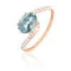 Bague Loriane Or Rose Aigue Marine Et Diamant