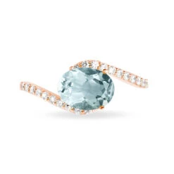 Bague Loriane Or Rose Aigue Marine Et Diamant -Histoire d'Or B3DFRAB117 view1