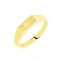 Chevaliere Or Jaune Rectangle Diamant