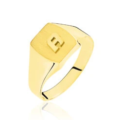 Chevalière Tonneau 1 Initiale Or Jaune