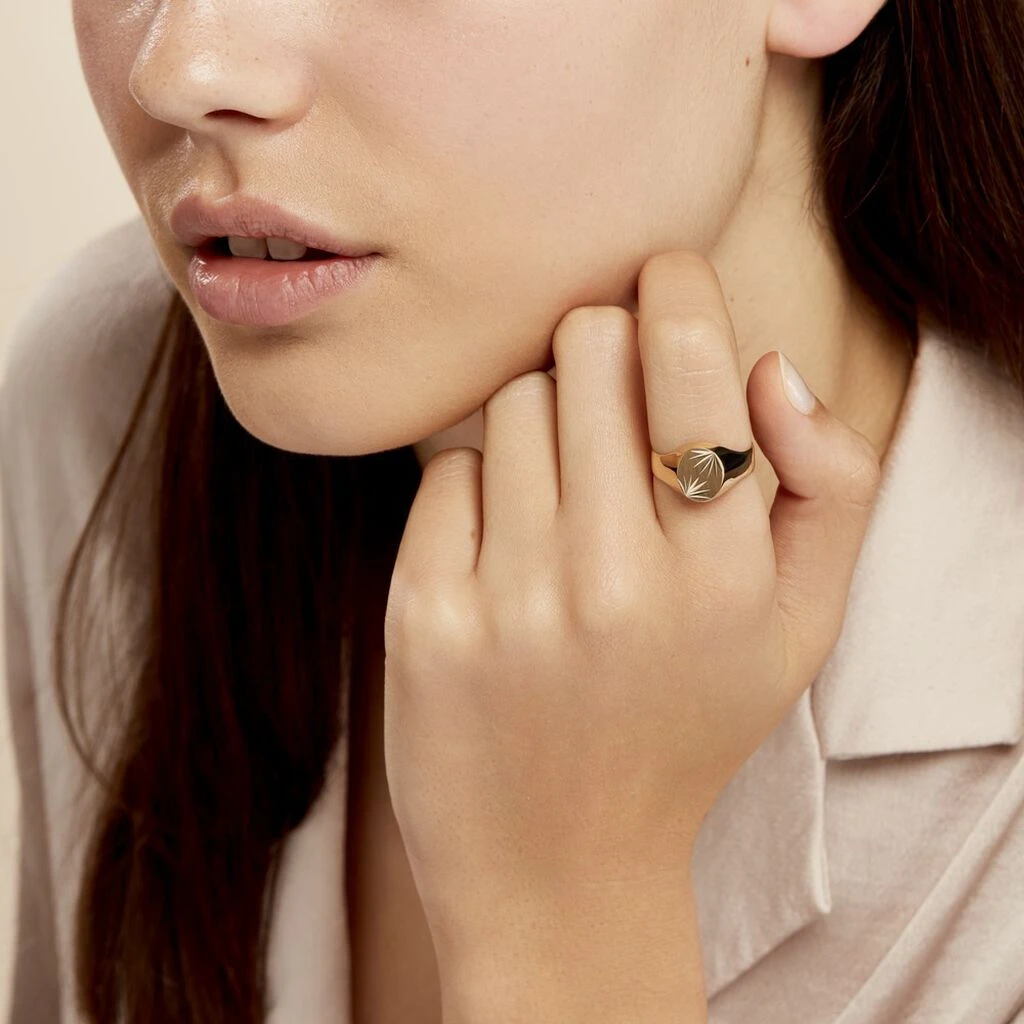 Chevalière Ovale Diamantee Soleil Or Jaune 6 Chevalière Ovale Diamantee Soleil Or Jaune – Image 6