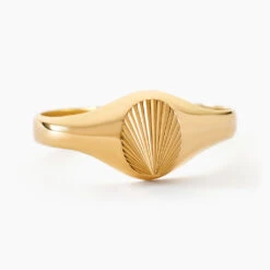 Chevaliere Or Jaune Ovale Soleil