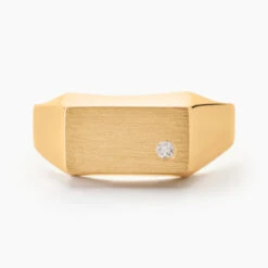 Chevalière Rectangle Or Jaune Oxyde De Zirconium