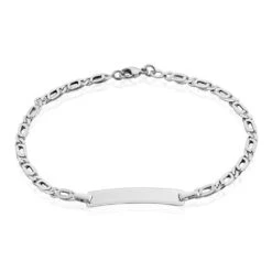 Bracelet Identité Fanelia Maille Marine Or Blanc