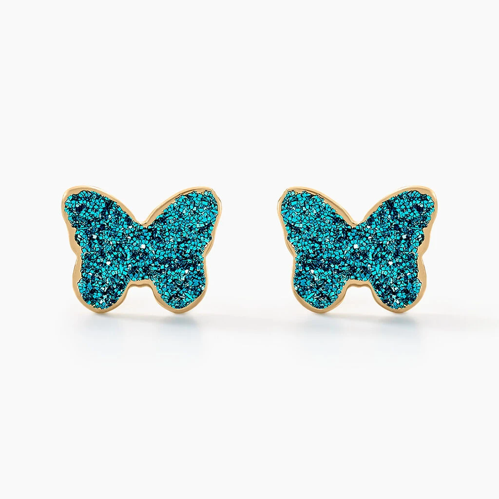 Boucles D'oreilles Puces Solena Papillon Or Jaune 1 Boucles D'oreilles Puces Solena Papillon Or Jaune