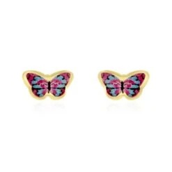 Boucles D'oreilles Puces Aurida Papillon Or Jaune