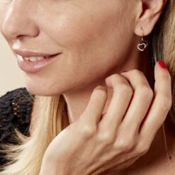 Boucles D'oreilles Pendantes Double Coeur Satines Or Bicolore -Histoire d'Or B3OF2W0235 model0