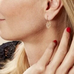 Boucles D'oreilles Pendantes Double Coeur Satines Or Bicolore -Histoire d'Or B3OF2W0235 model1