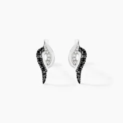 Boucles D'oreilles Puces Sculptural Or Blanc Diamant