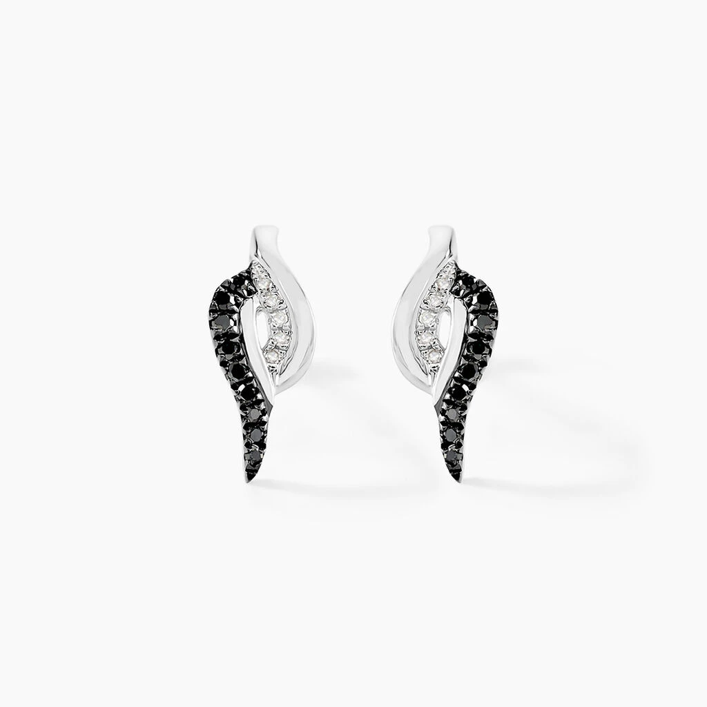 Boucles D'oreilles Puces Sculptural Or Blanc Diamant 1 Boucles D'oreilles Puces Sculptural Or Blanc Diamant