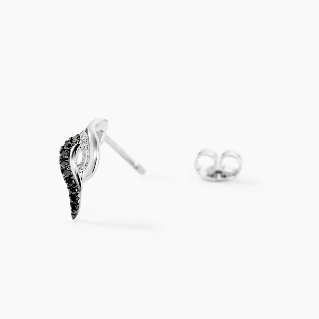 Boucles D'oreilles Puces Sculptural Or Blanc Diamant 2 Boucles D'oreilles Puces Sculptural Or Blanc Diamant – Image 2