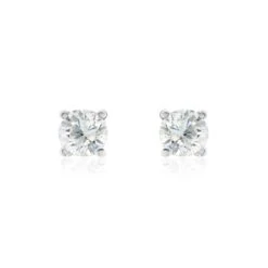 Boucles D'oreilles Puces Or Blanc Victoria Diamants