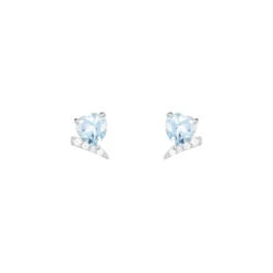 Boucles D'oreilles Puces Eva Or Blanc Topaze Et Oxyde De Zirconium