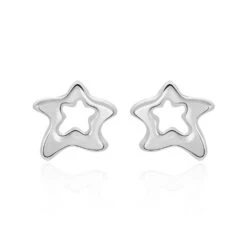 Boucles D'oreilles Puces Alphonsine Etoile De Mer Or Blanc