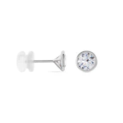 Boucles D'oreilles Puces Daria Serti Clos Or Blanc Oxyde De Zirconium -Histoire d'Or B3OFBZW015 view1