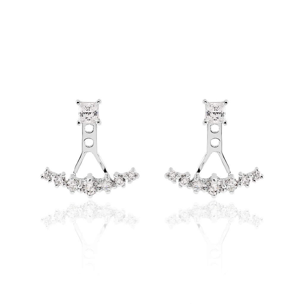 Bijoux D'oreilles Kyoto Or Blanc Oxyde De Zirconium 1 Bijoux D'oreilles Kyoto Or Blanc Oxyde De Zirconium