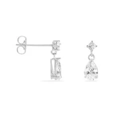 Boucles D'oreilles Pendantes Jordaine Or Blanc Oxydes -Histoire d'Or B3OFBZW299 view1