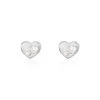 Boucles D'oreilles Puces Daria Coeur Plein Or Blanc Oxyde De Zirconium