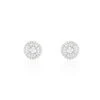 Boucles D'oreilles Puces Adriana Rond Or Blanc Oxyde De Zirconium