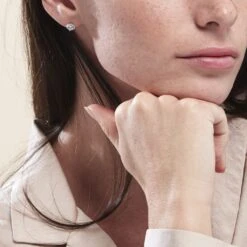 Boucles D'oreilles Puces Or Blanc Katherina Oxyde De Zirconium -Histoire d'Or B3OFBZW631 model0