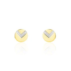 Boucles D'oreilles Puces Or Jaune Diamant