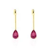 Boucles D'oreilles Pendantes Goutte Or Jaune Rubis