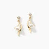 Boucles D'oreilles Pendantes Orientale Or Jaune Perle De Culture