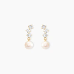 Boucles D'oreilles Pendantes Taiss Or Jaune Perle De Culture