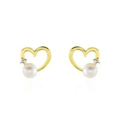 Boucles D'oreilles Puces Or Jaune Fergus Perle De Culture Oxyde
