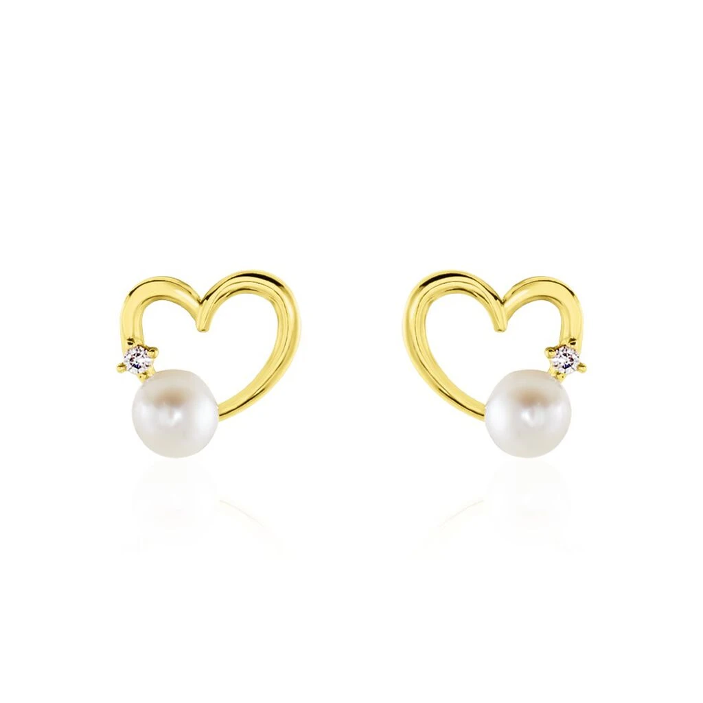Boucles D'oreilles Puces Or Jaune Fergus Perle De Culture Oxyde 1 Boucles D'oreilles Puces Or Jaune Fergus Perle De Culture Oxyde