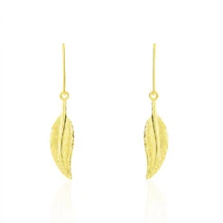 Boucles D'oreilles Pendantes Indian Nature Feuilles Or Jaune