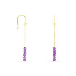 Boucles D'oreilles Pendantes Or Jaune Amethyste -Histoire d'Or B3OFJYI157 view1