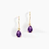 Boucles D'oreilles Pendantes Kalyne Or Jaune Amethyste